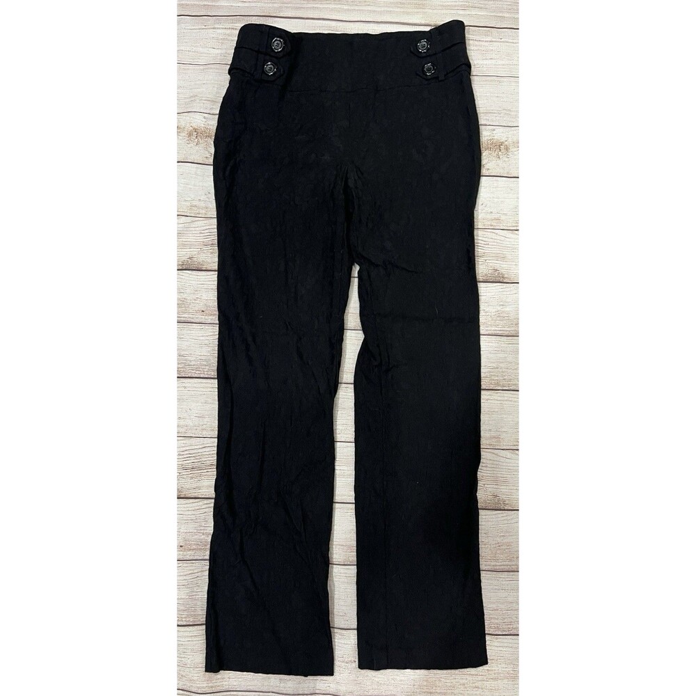 SOHO APPAREL Stretch Career Black Print Dress Pants Lightweight Comfy Size Large